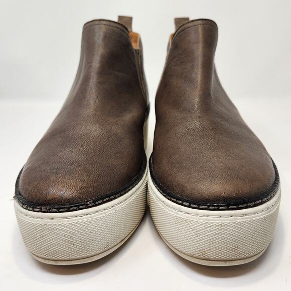 J Slides NYC Womens Mika Brown Leather Platform Slip On Sneakers Size 9 M Ankle - Picture 4 of 9